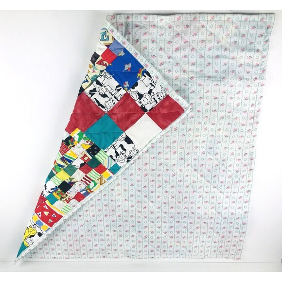 Patchwork Quilt Throw baby Toddler blanket colorful Cow designs  35in x 35in - Picture 6 of 9